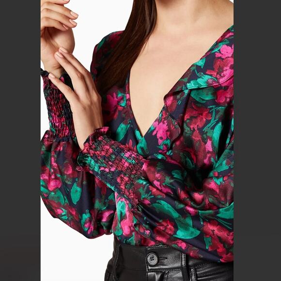 MISA Los Angeles Talah Floral Satin Bodysuit Small - Picture 4 of 12